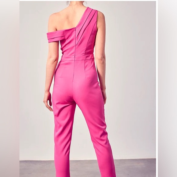 DO+BE Elegant Pink One-Shoulder Jumpsuit Size S - Picture 2 of 7